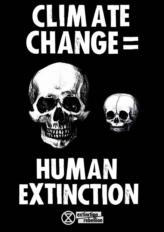 Climate change extinction of humans of earth