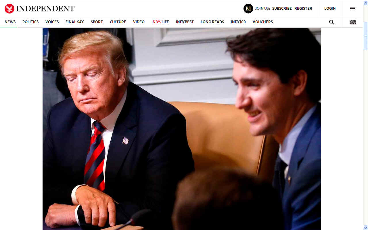 Donald Trump and Justin Trudeau in the Independent