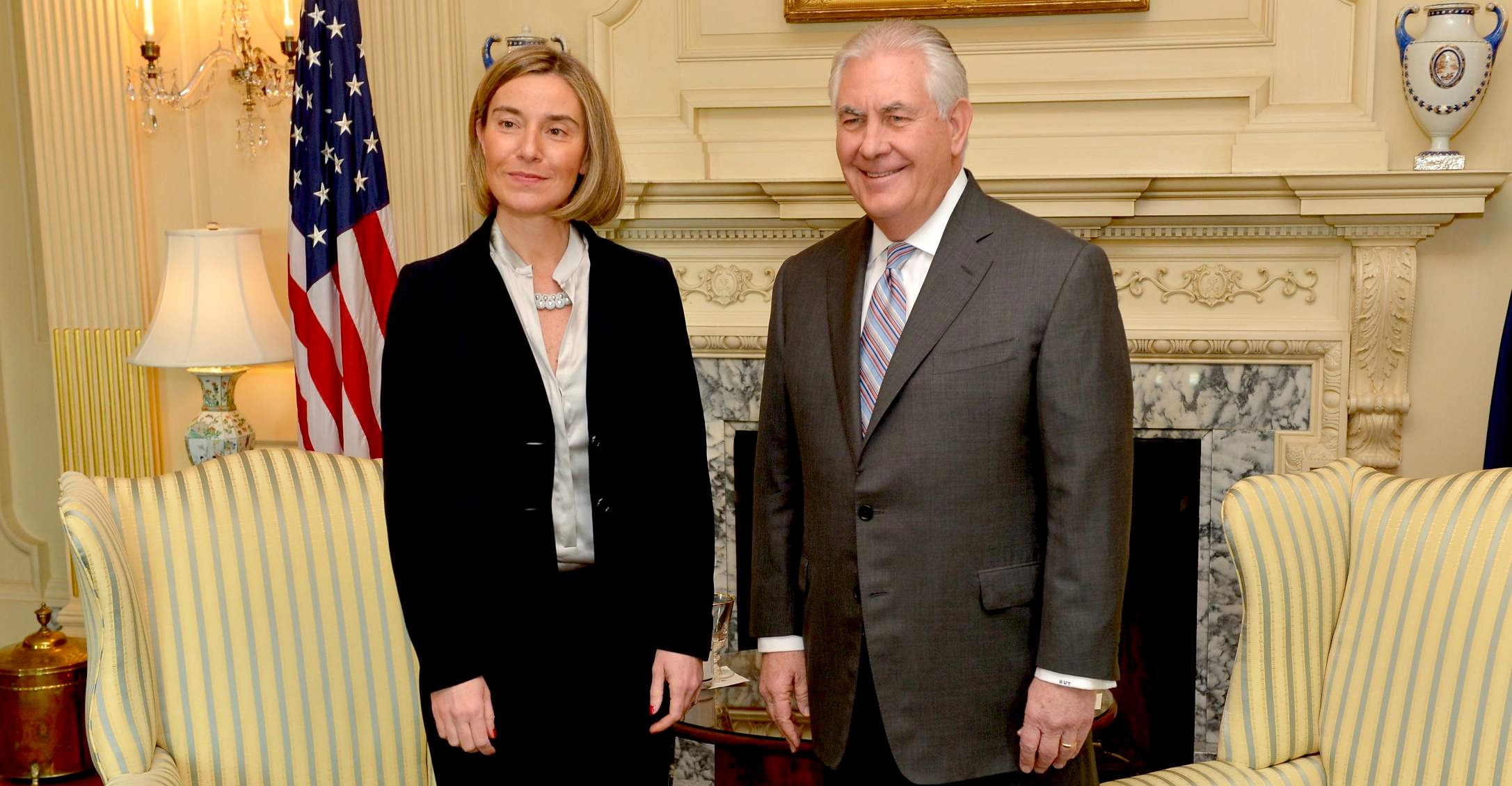 Rex Tillerson and Federica Mogherini in 2017