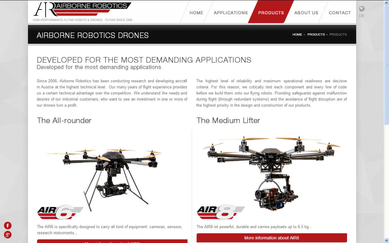 Airborne Robotics UAV drones for agriculture and film