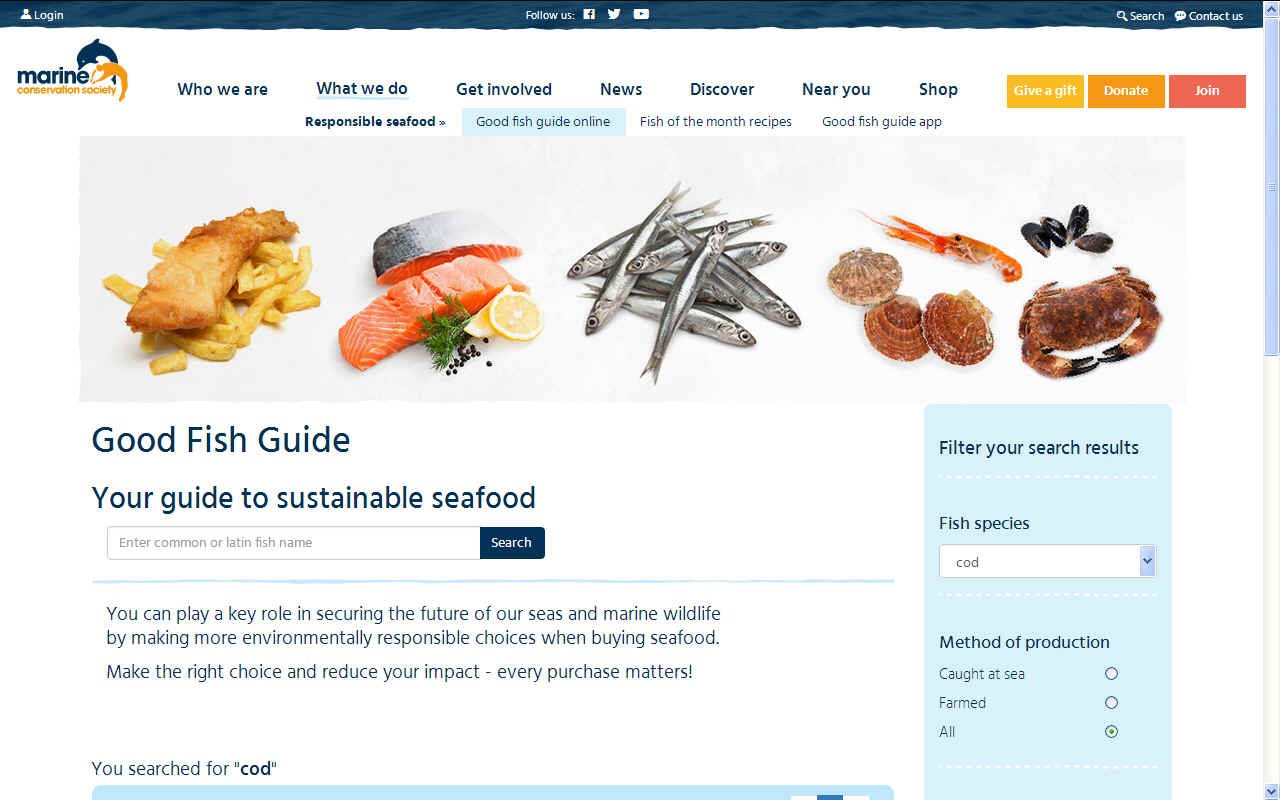 Marine Conservation Society guidance to good fish