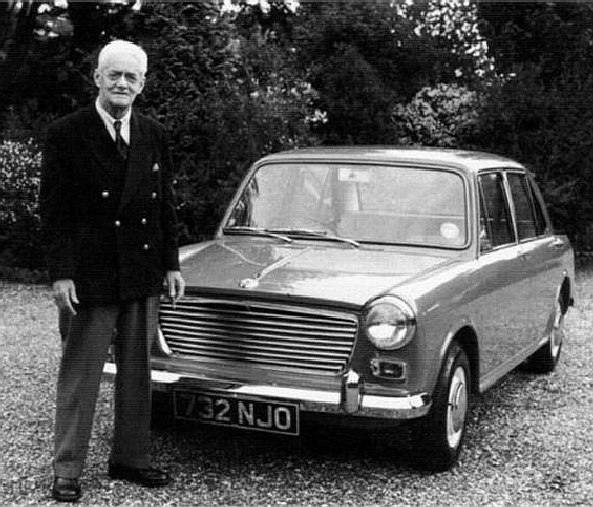 Lord Nuffield with a British Leyland Austin 1100