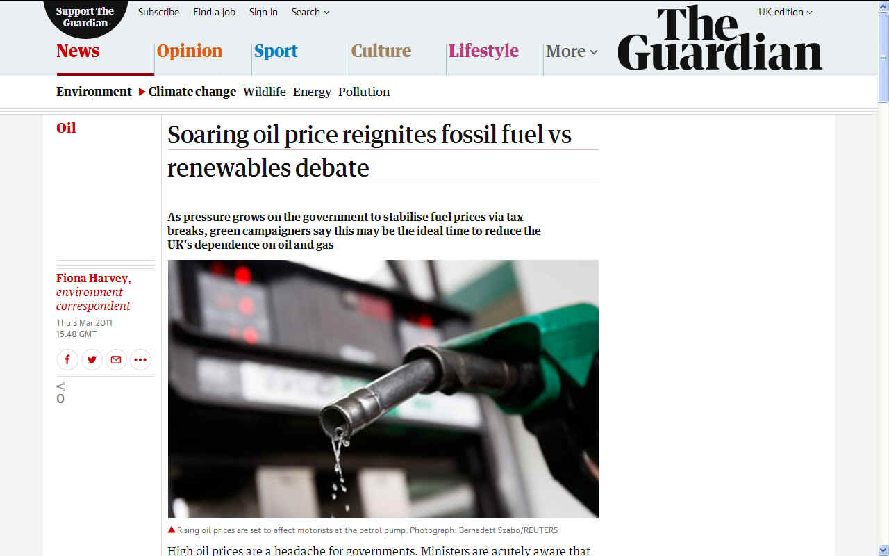 March 2011 Chris Huhne on oil prices and low carbon economy