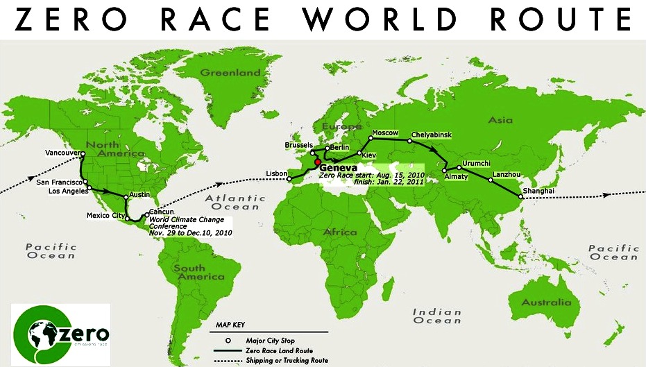 Zero carbon around the world car race