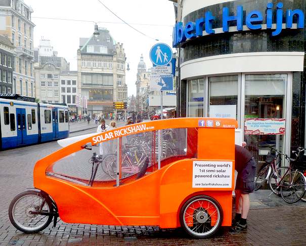 Solar powered rickshaw in Amsterdam