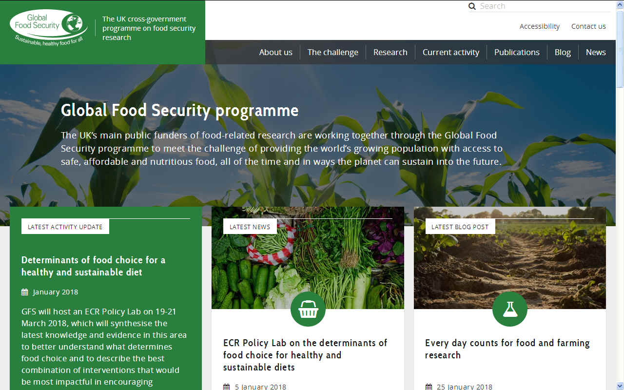 Global Food Security UK research cross Government programme