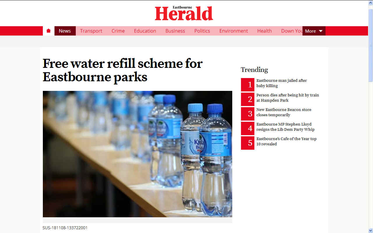 Eastbourne Herald free water refill scheme