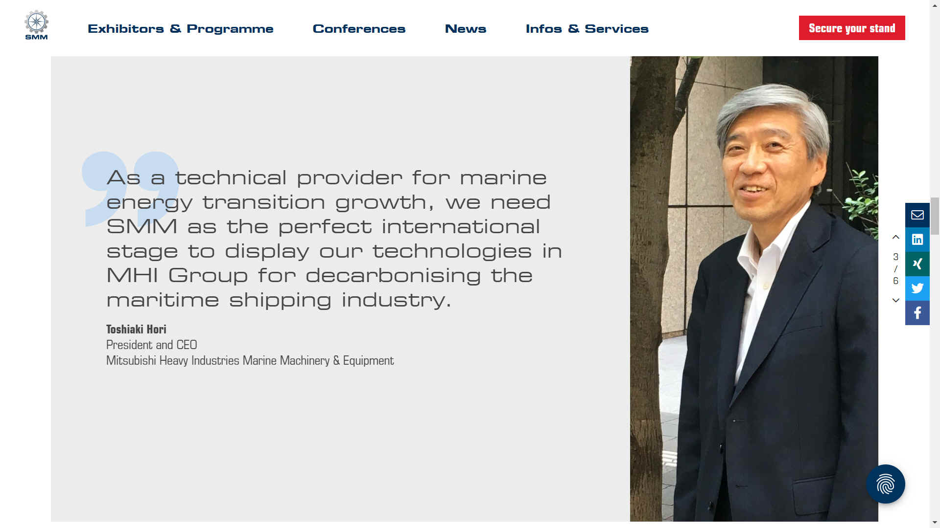 Toshiaki Hori - President & CEO Mitsubishi Heavy Industries Marine Machinery & Equipment