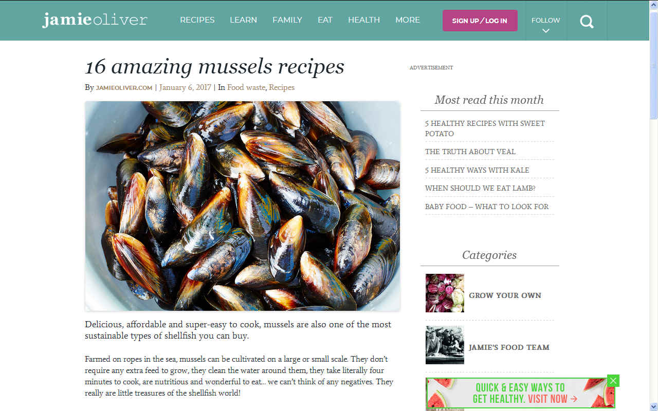 Jamie Oliver's mussel recipes
