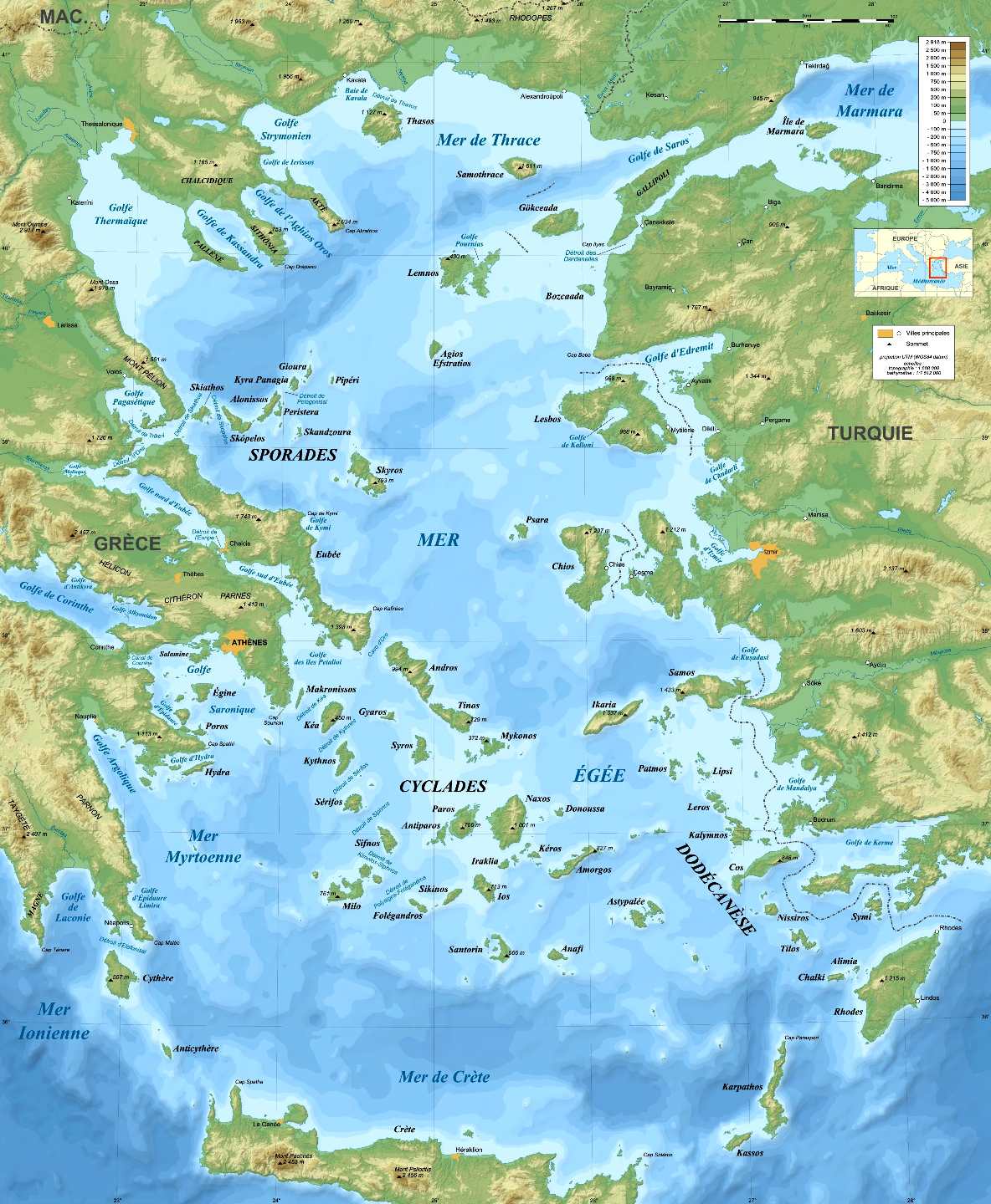 Map of the Aegean Sea