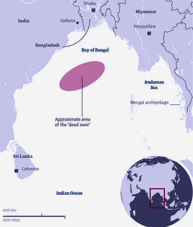 Bay of Bengal dead zone map Indian Ocean